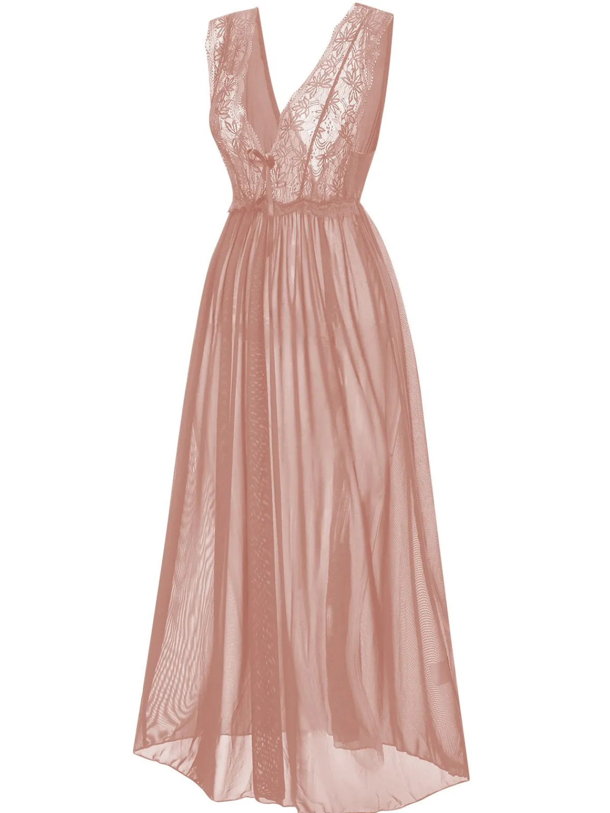 Outlet Retro Stage 1930s Deep V-Neck Lace Mesh Nightgown