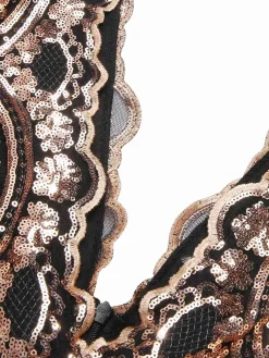 Hot Retro Stage 1930s Deep V-Neck Mesh Sequined Maxi Dress