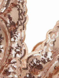 Hot Retro Stage 1930s Deep V-Neck Mesh Sequined Maxi Dress