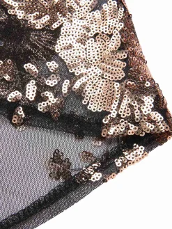 Clearance Retro Stage 1930s Deep V-Neck Mesh Sequined Maxi Dress
