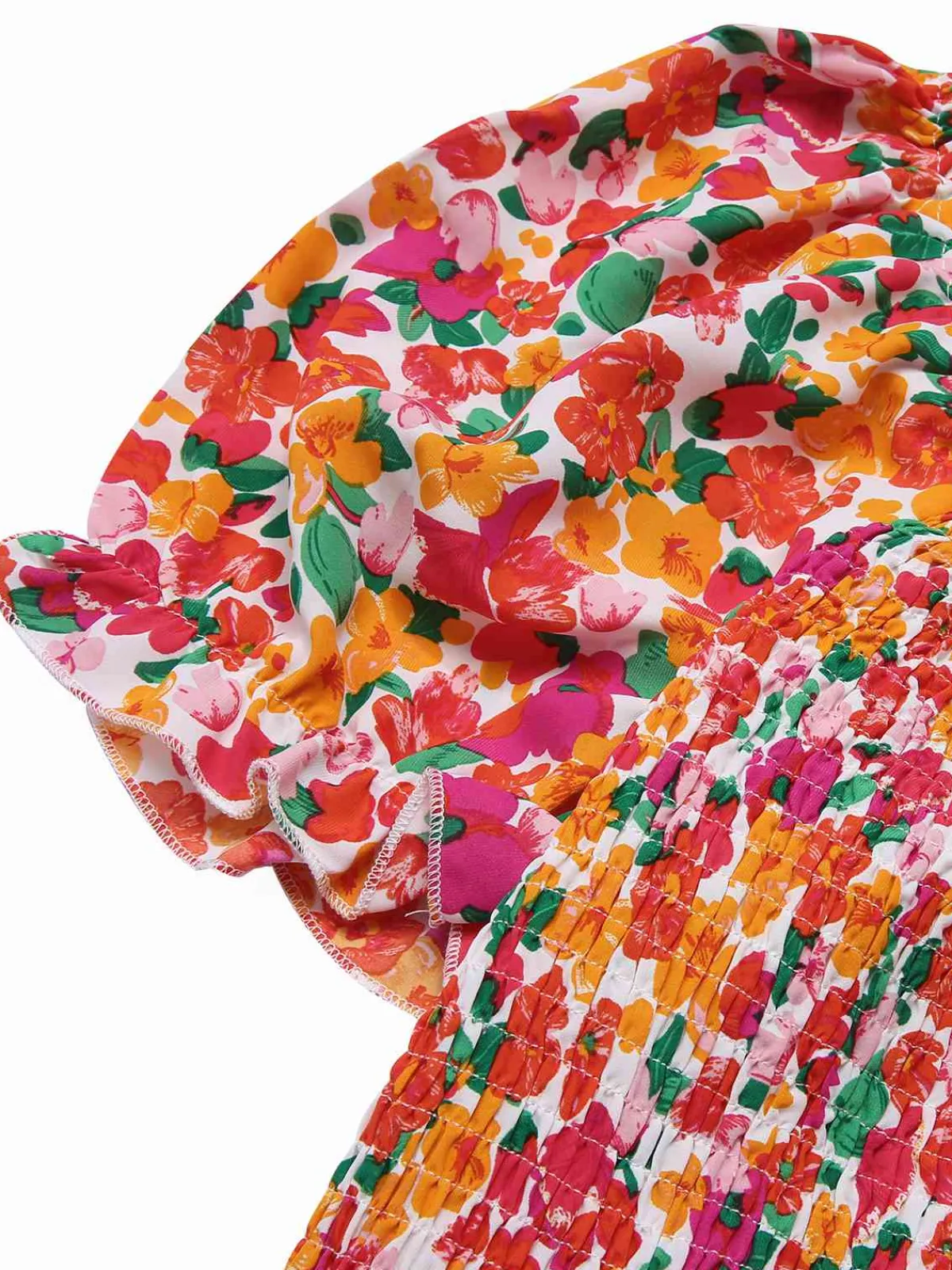 Discount Retro Stage 1940s Ditsy Floral Puff Wrinkle Dress