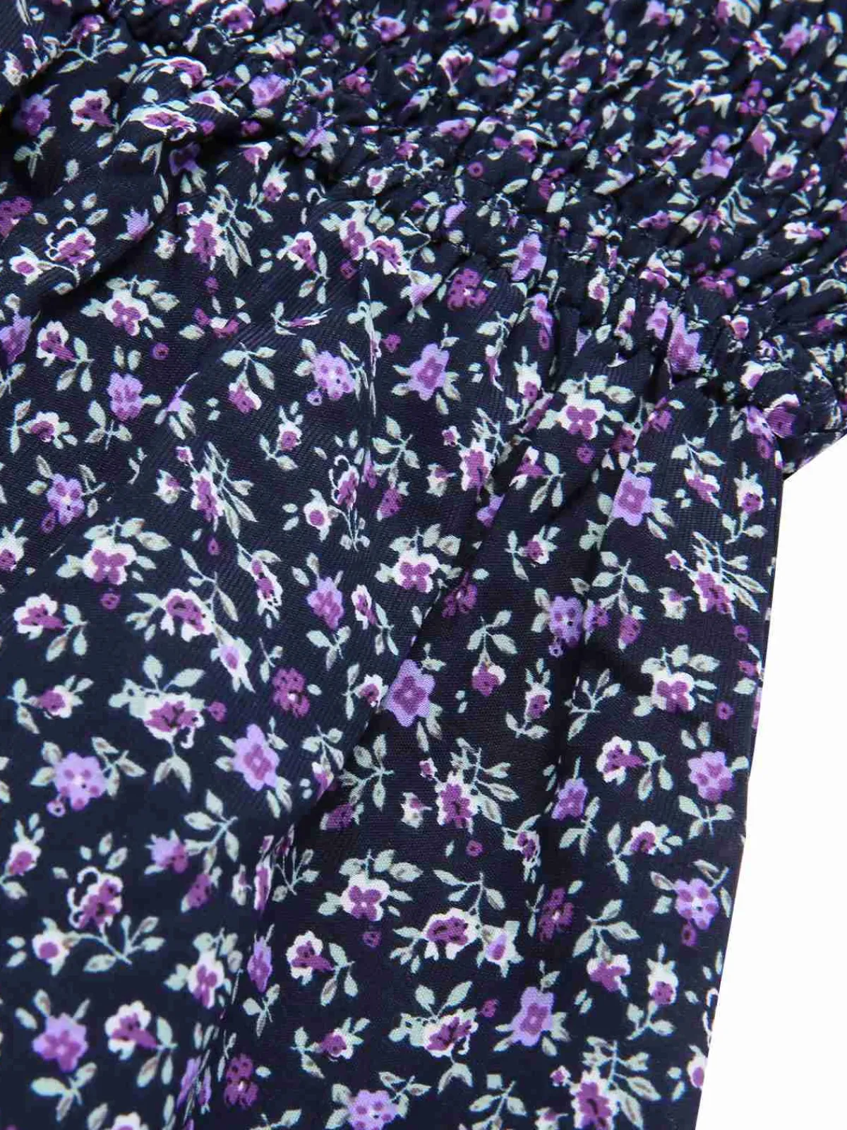 Discount Retro Stage 1940s Ditsy Floral Puff Wrinkle Dress