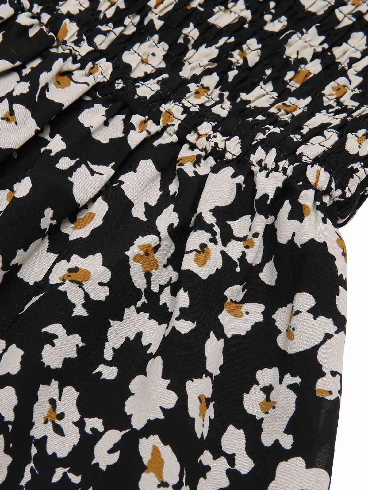 Discount Retro Stage 1940s Ditsy Floral Puff Wrinkle Dress