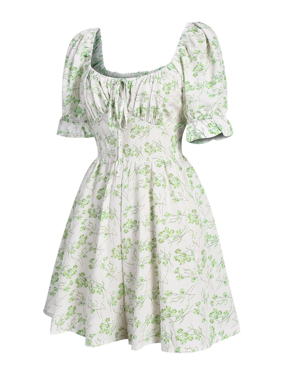 Hot Retro Stage 1950s Ditsy Floral Square Collar Romper