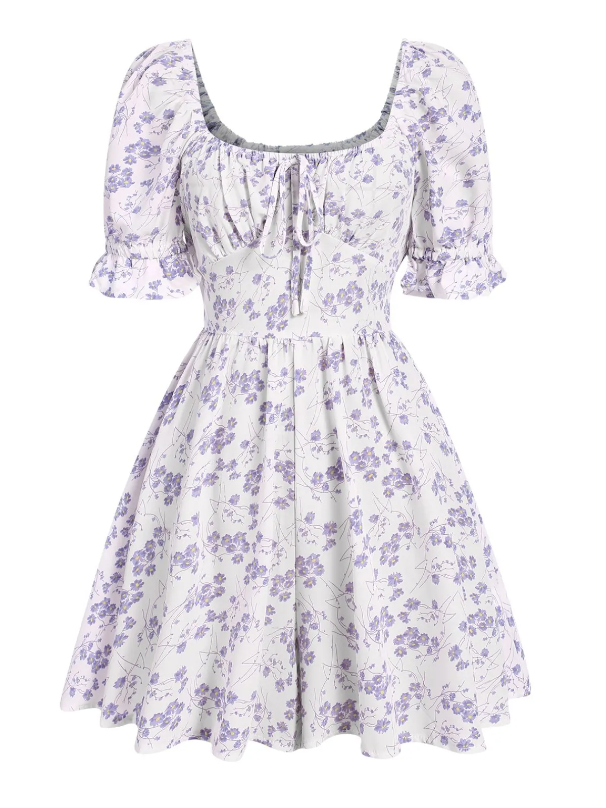 Hot Retro Stage 1950s Ditsy Floral Square Collar Romper
