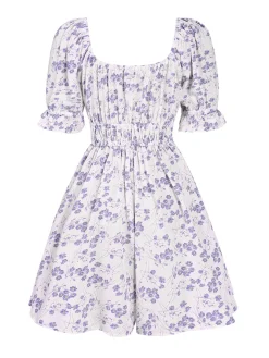 Hot Retro Stage 1950s Ditsy Floral Square Collar Romper