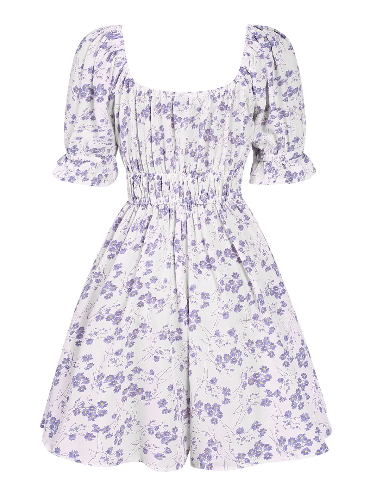Hot Retro Stage 1950s Ditsy Floral Square Collar Romper
