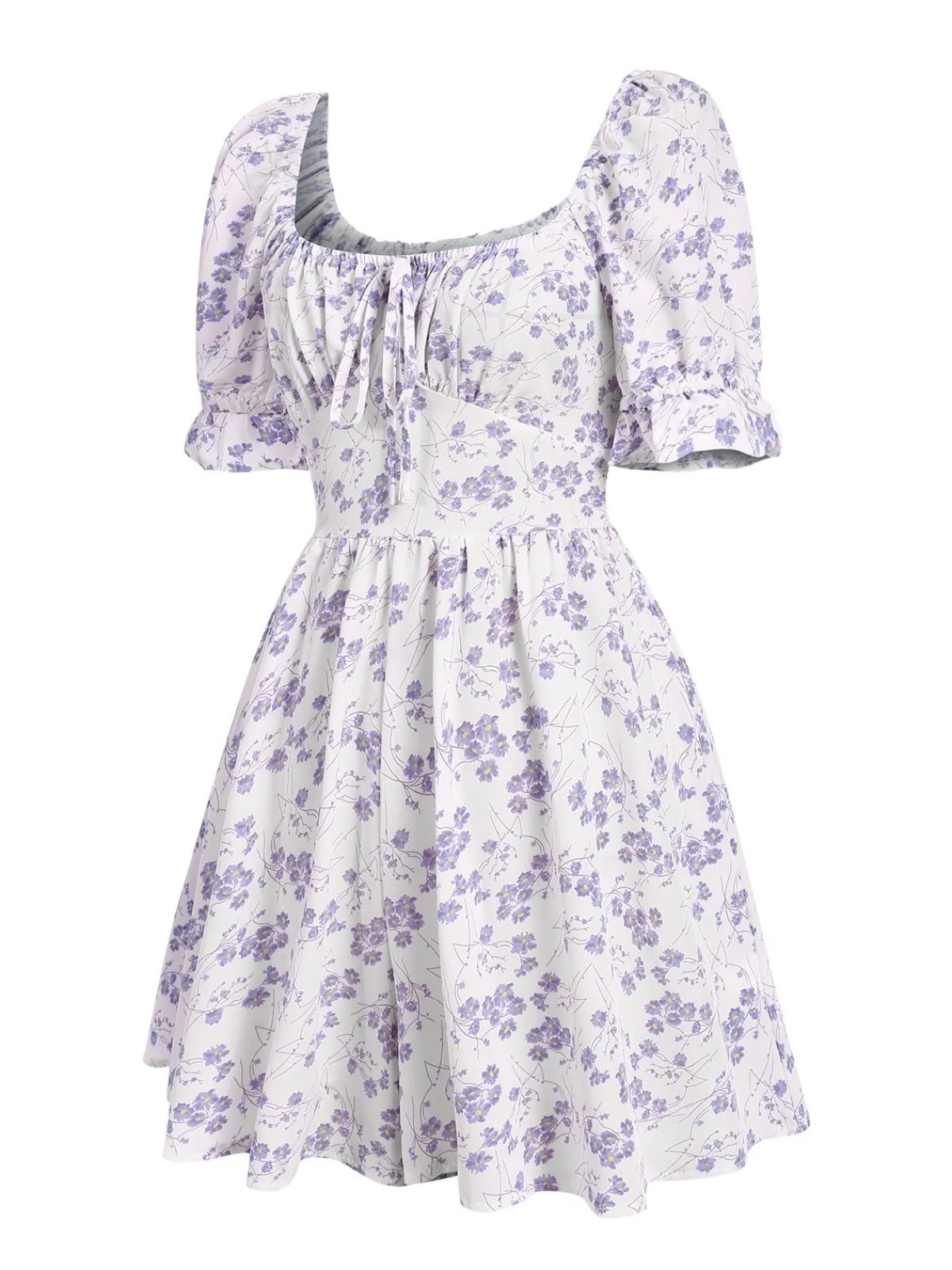 Hot Retro Stage 1950s Ditsy Floral Square Collar Romper
