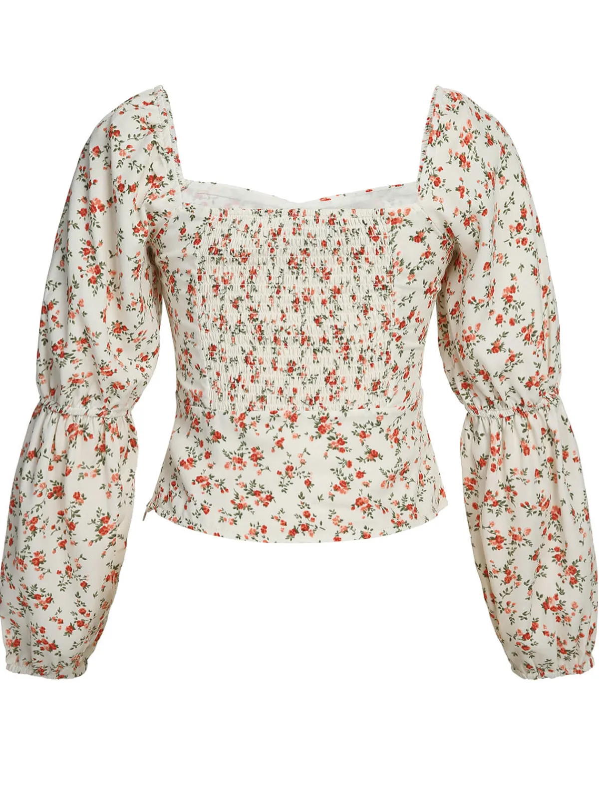 Fashion Retro Stage 1960s Ditsy Floral Square Neck Blouse Pink