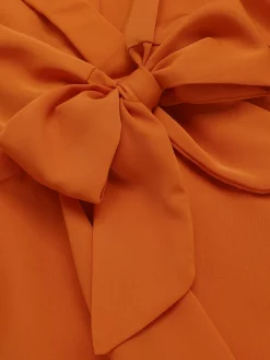 Clearance Retro Stage 1930s Elegant Short-Sleeved Tie Waist Blouse
