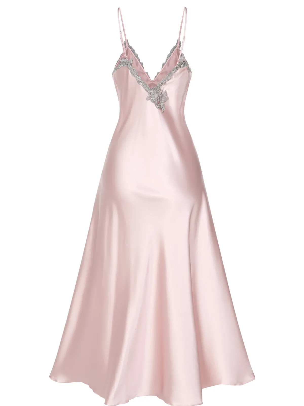 Fashion Retro Stage 1930s Embroidered Faux Satin Strap Nightgown