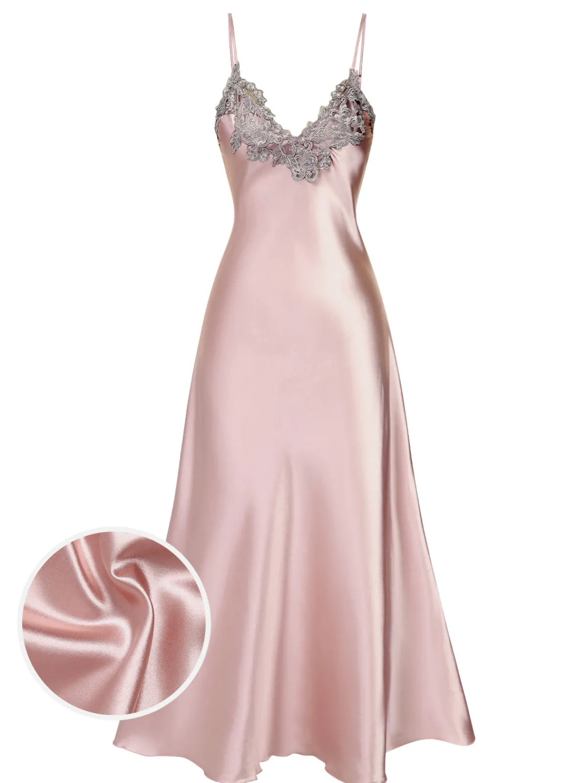 Best Retro Stage 1930s Embroidered Faux Satin Strap Nightgown