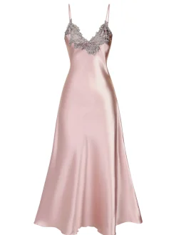 Best Retro Stage 1930s Embroidered Faux Satin Strap Nightgown