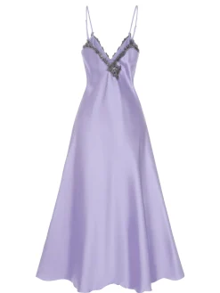 Best Retro Stage 1930s Embroidered Faux Satin Strap Nightgown