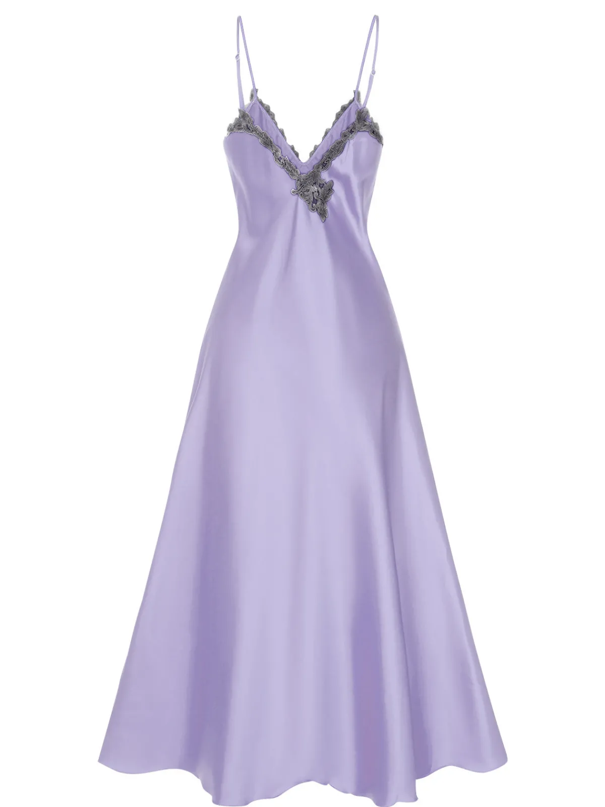 Best Retro Stage 1930s Embroidered Faux Satin Strap Nightgown