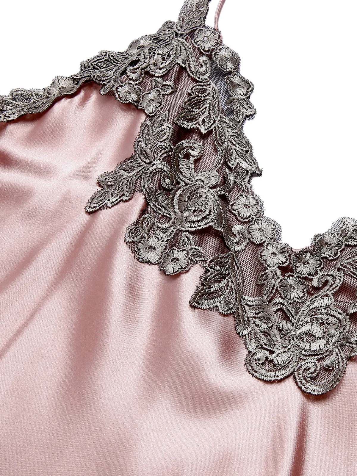 Best Retro Stage 1930s Embroidered Faux Satin Strap Nightgown