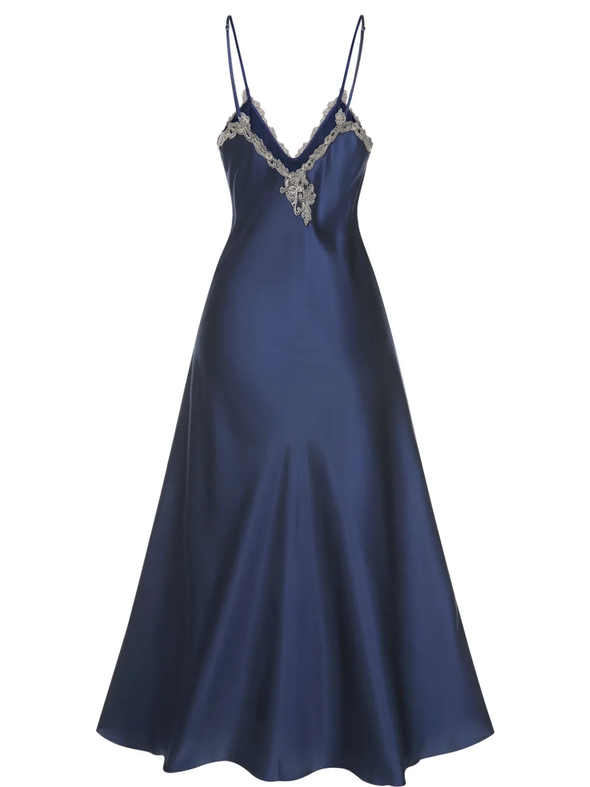 Sale Retro Stage 1930s Embroidered Faux Satin Strap Nightgown