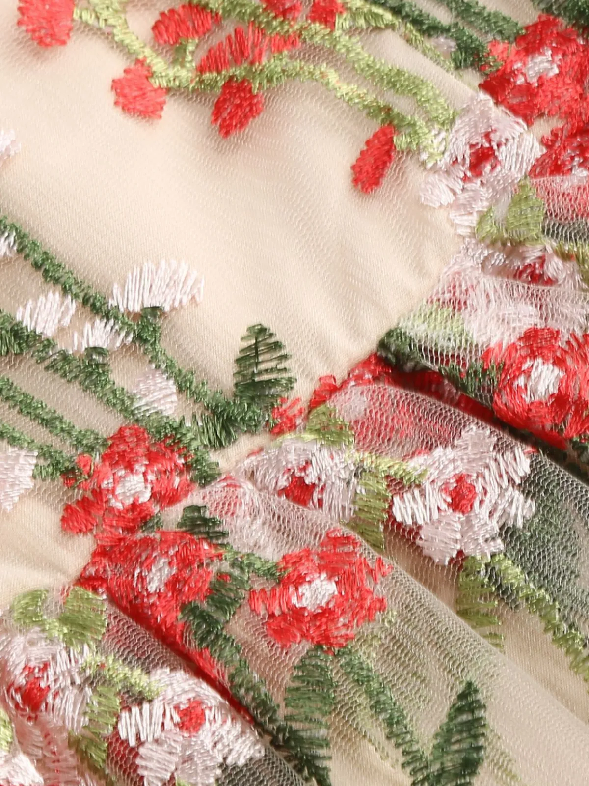 Discount Retro Stage 1950s Embroidered Mesh Lace-Up Sweetheart Neck Dress