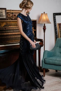 Clearance Retro Stage 1920s Embroidery Sequin Maxi Dress