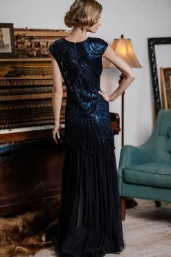 Clearance Retro Stage 1920s Embroidery Sequin Maxi Dress