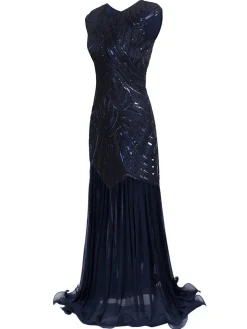 Clearance Retro Stage 1920s Embroidery Sequin Maxi Dress