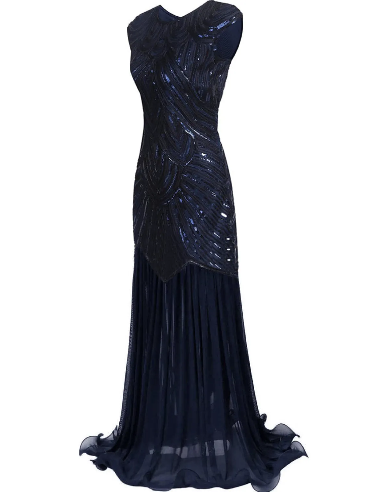 Clearance Retro Stage 1920s Embroidery Sequin Maxi Dress