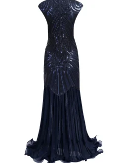 Clearance Retro Stage 1920s Embroidery Sequin Maxi Dress
