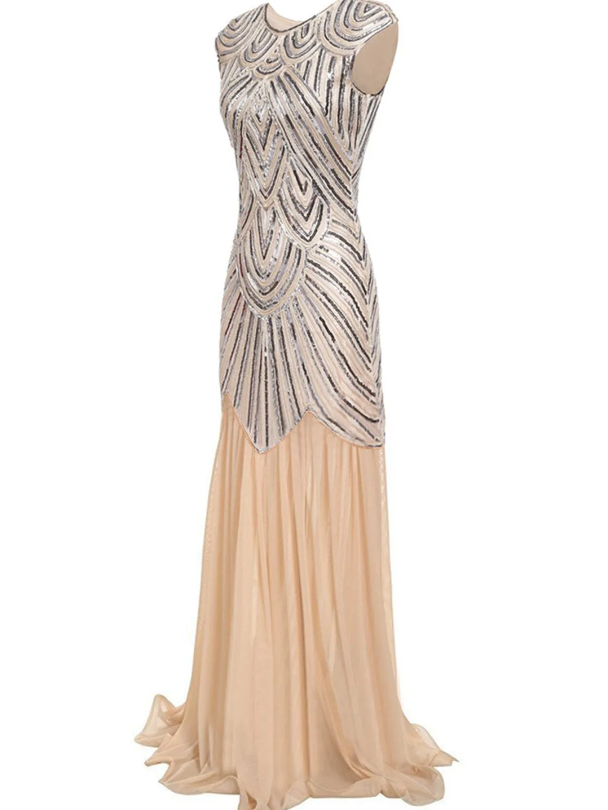 Clearance Retro Stage 1920s Embroidery Sequin Maxi Dress
