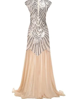 Clearance Retro Stage 1920s Embroidery Sequin Maxi Dress