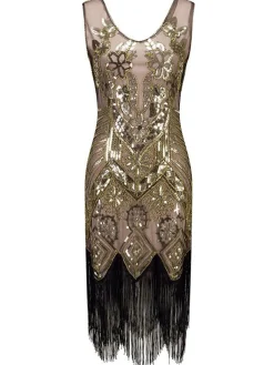 Sale Retro Stage 1920s Floral Beaded Flapper Dress Pink