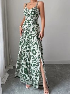 Hot Retro Stage 1970s Floral Boho Style Suspender Jumpsuit