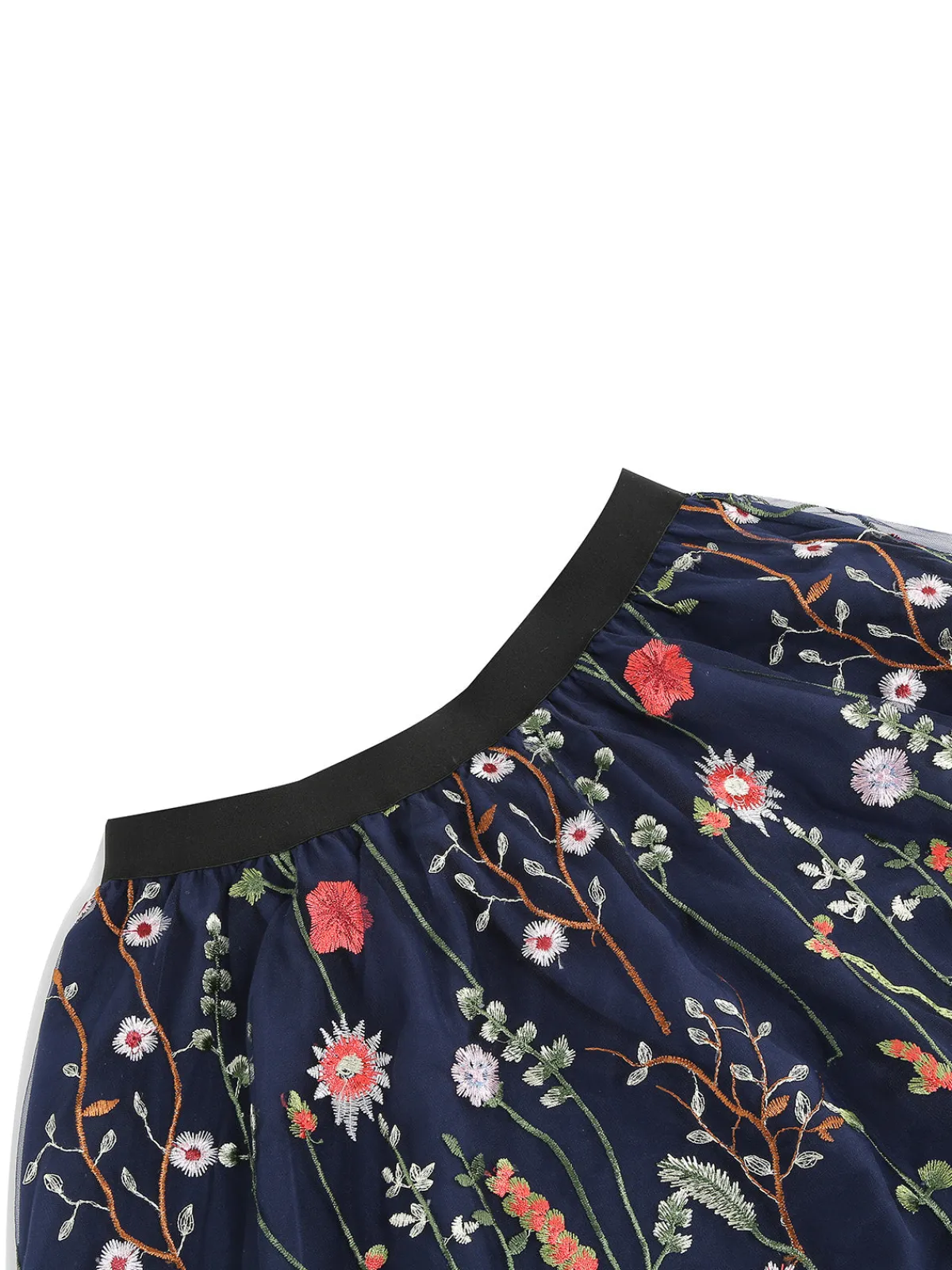 Best Retro Stage 1950s Floral Embroidered Mesh Skirt