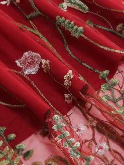 Best Retro Stage 1950s Floral Embroidered Mesh Skirt