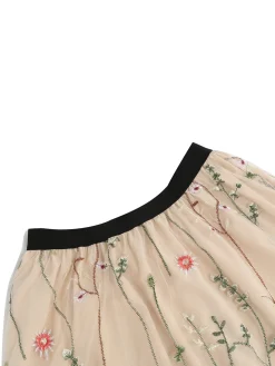 Best Retro Stage 1950s Floral Embroidered Mesh Skirt