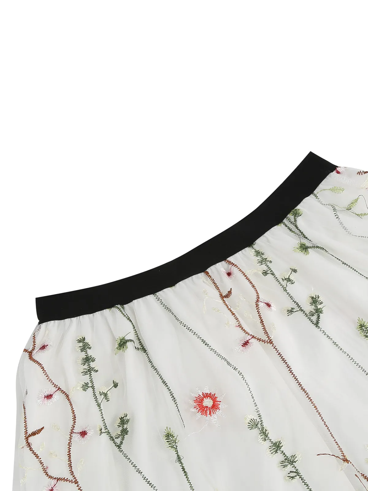 Best Retro Stage 1950s Floral Embroidered Mesh Skirt