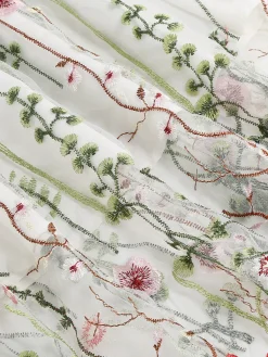 Best Retro Stage 1950s Floral Embroidered Mesh Skirt