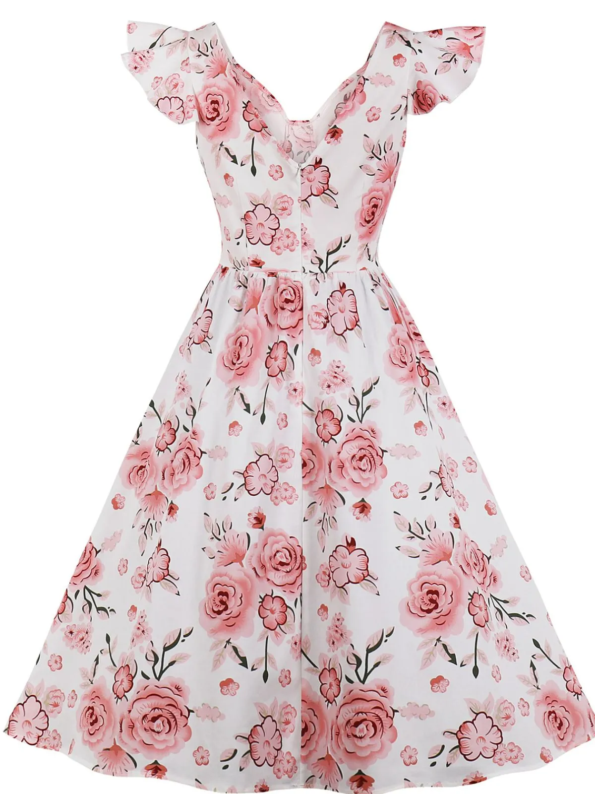 Fashion Retro Stage 1950s Floral Flare Sleeve Swing Dress