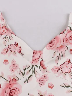 Fashion Retro Stage 1950s Floral Flare Sleeve Swing Dress