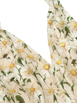 Online Retro Stage 1950s Floral Halter Lace-up Vintage Romper