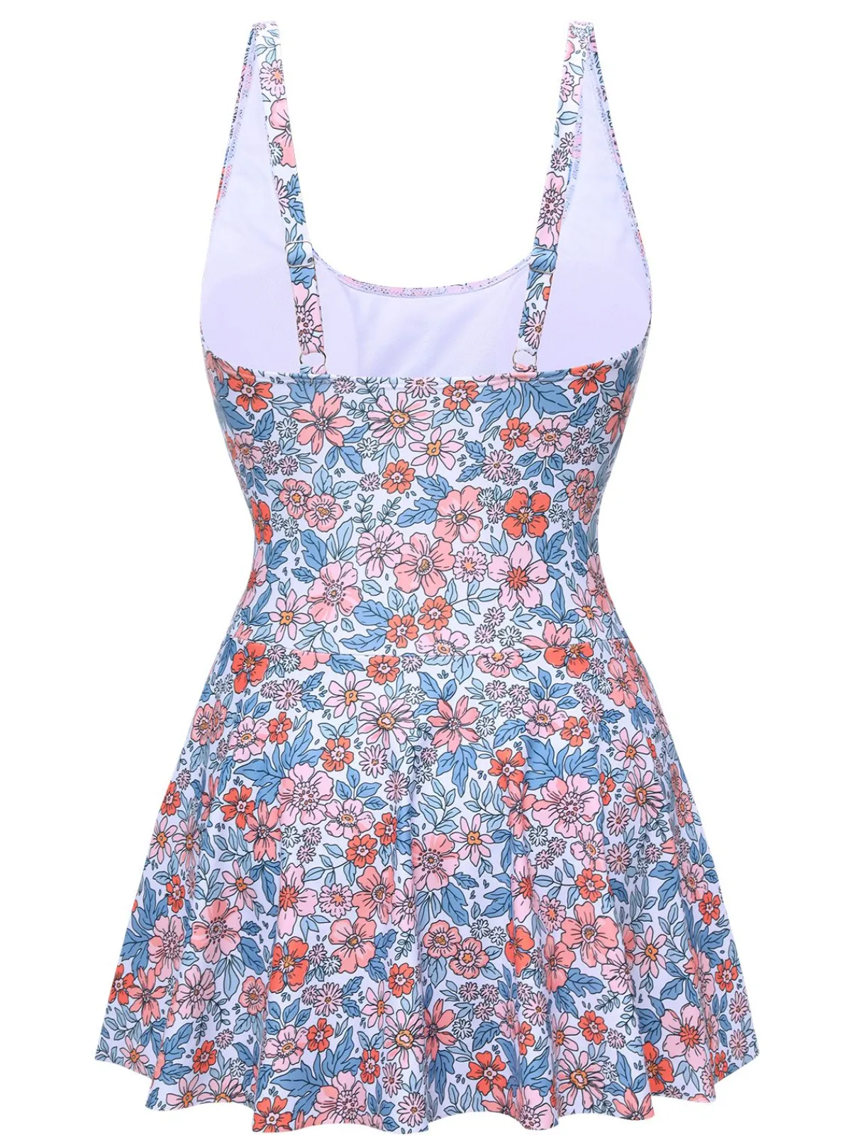 Best Retro Stage 1950s Knot Wide Strap Skirt Swimsuit Floral
