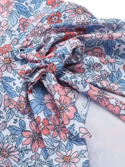 Best Retro Stage 1950s Knot Wide Strap Skirt Swimsuit Floral