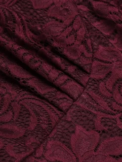 New Retro Stage 1950s Floral Lace Solid Swing Dress