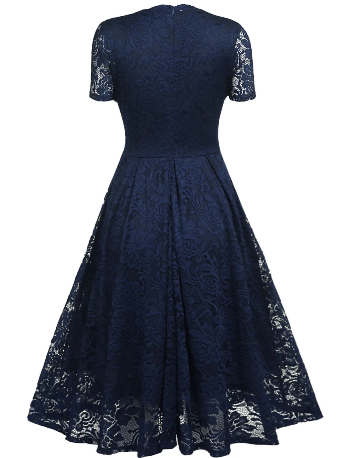New Retro Stage 1950s Floral Lace Solid Swing Dress