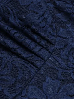New Retro Stage 1950s Floral Lace Solid Swing Dress