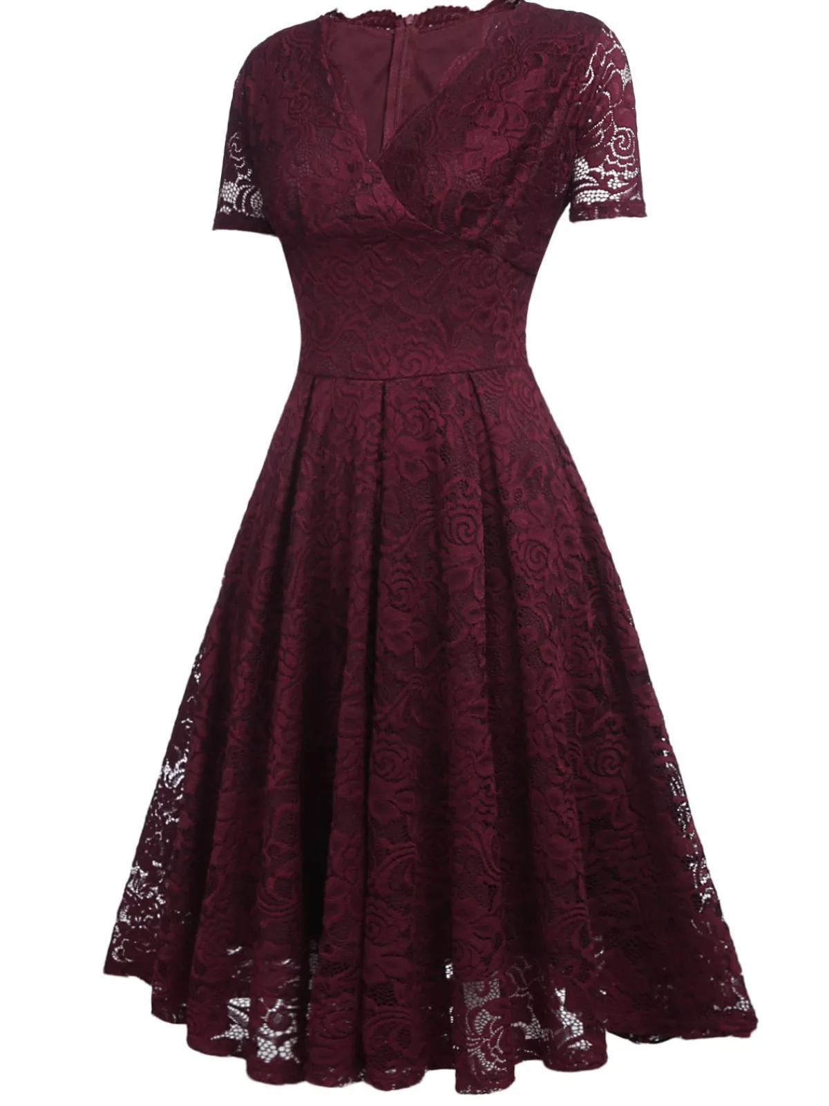 New Retro Stage 1950s Floral Lace Solid Swing Dress