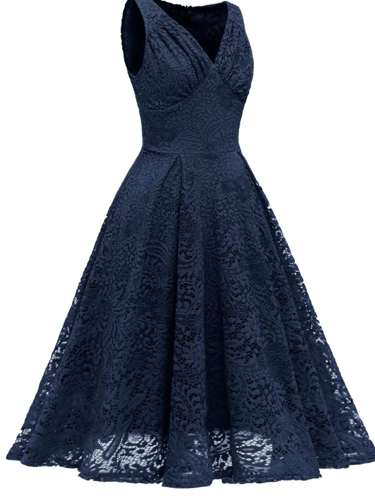 Best Retro Stage 1950s Floral Lace Solid Swing Dress