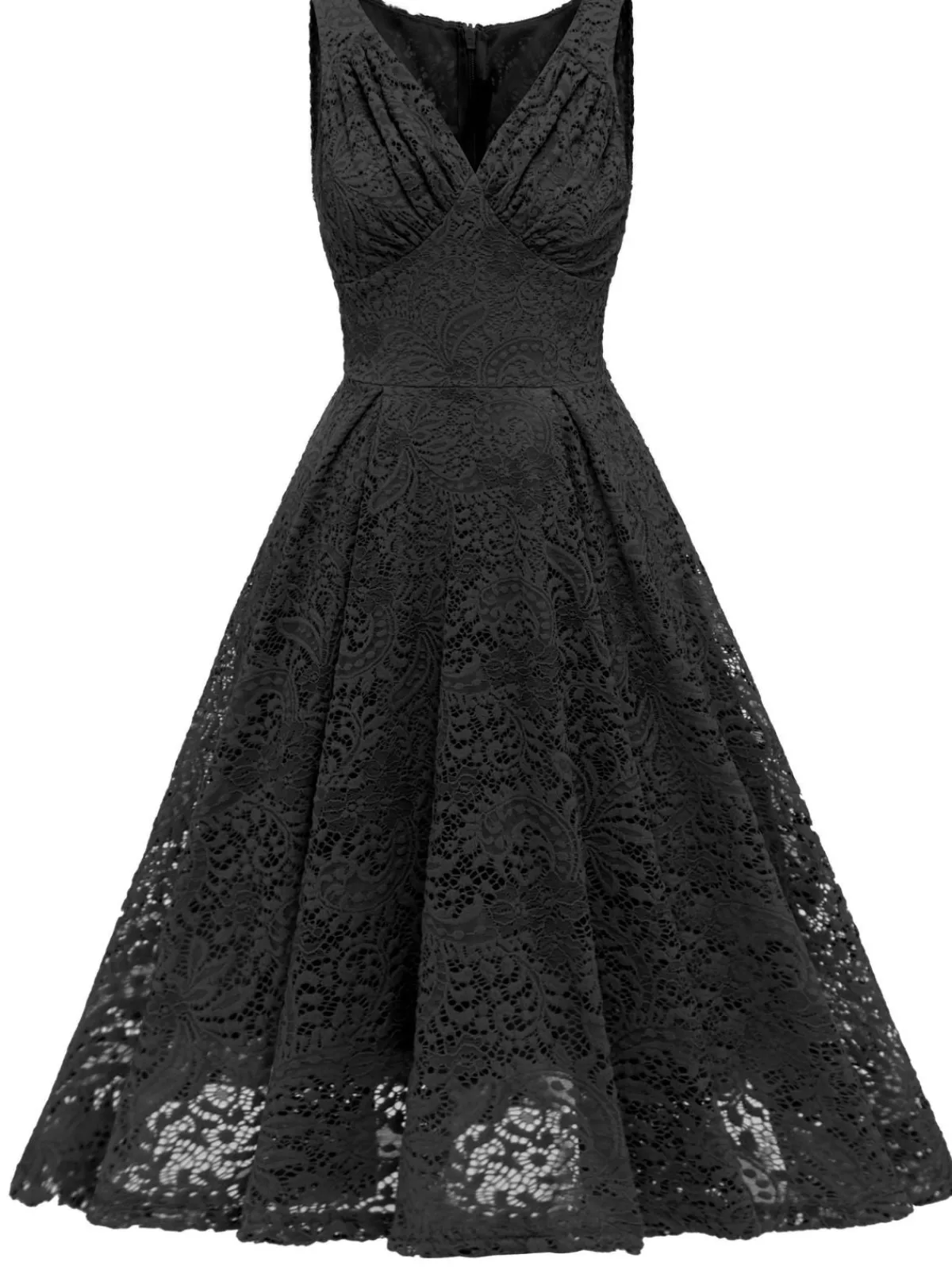 Best Retro Stage 1950s Floral Lace Solid Swing Dress