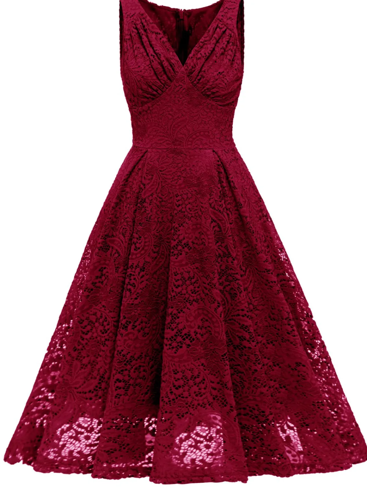 Best Retro Stage 1950s Floral Lace Solid Swing Dress
