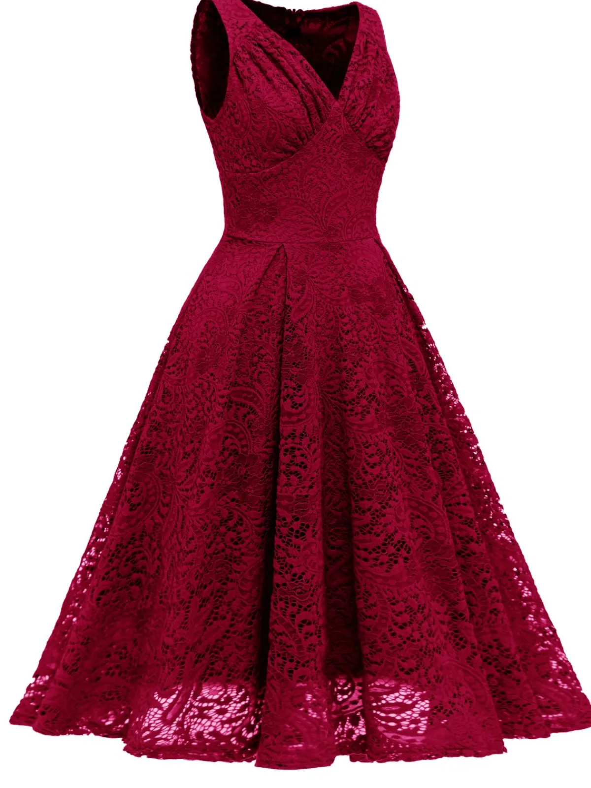 Best Retro Stage 1950s Floral Lace Solid Swing Dress
