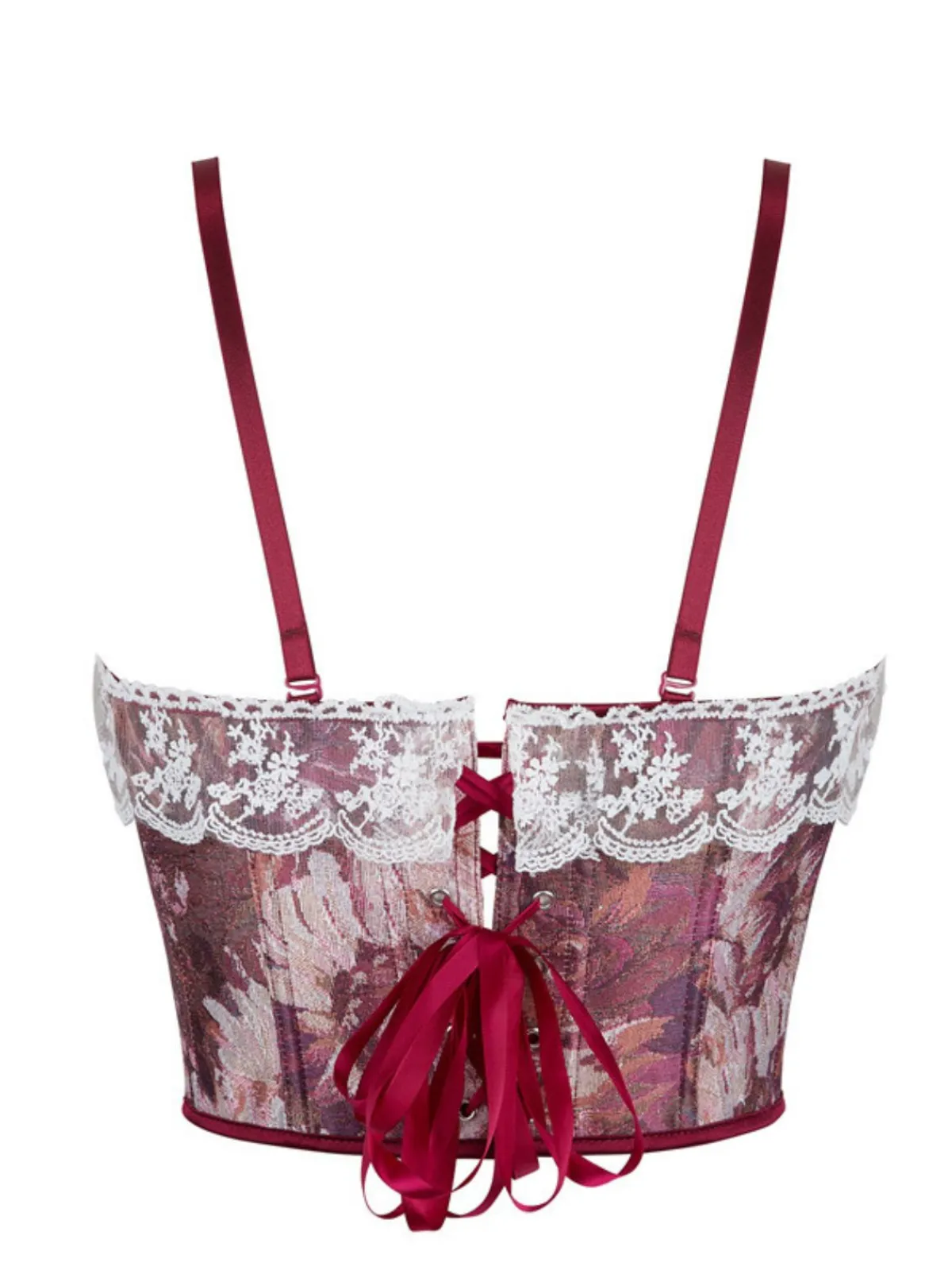 New Retro Stage 1960s Floral Lace Spaghetti Straps Corset Top